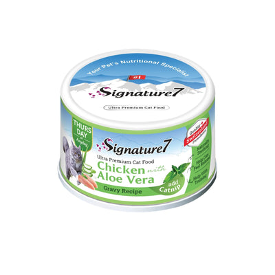 Signature7 Cat, Hrana Umeda pentru Pisici, Reteta cu Pui in Sos de Aloe Vera 70g