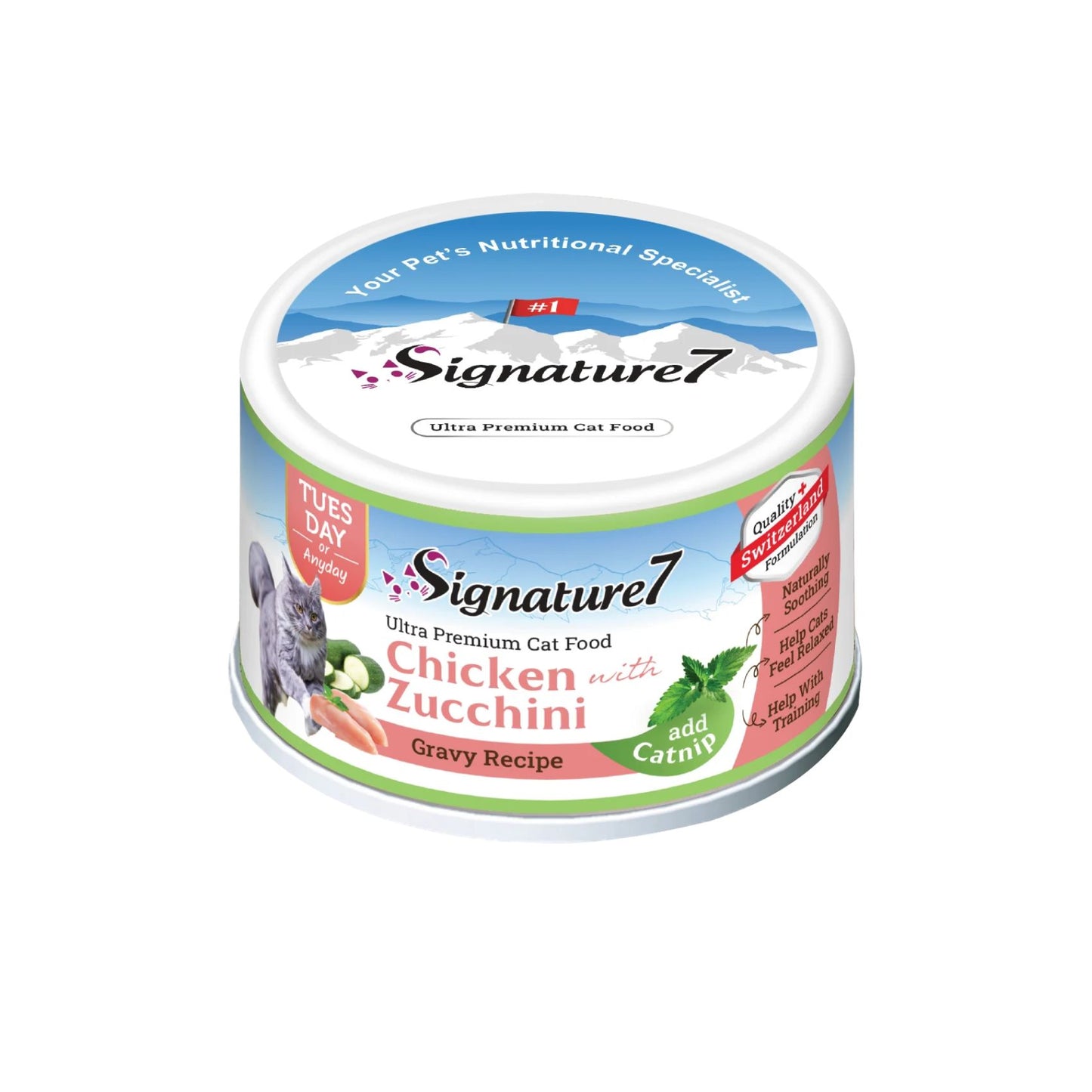 Signature7 Cat, Hrana Umeda pentru Pisici, Reteta cu Pui in Sos de Dovlecei 70g