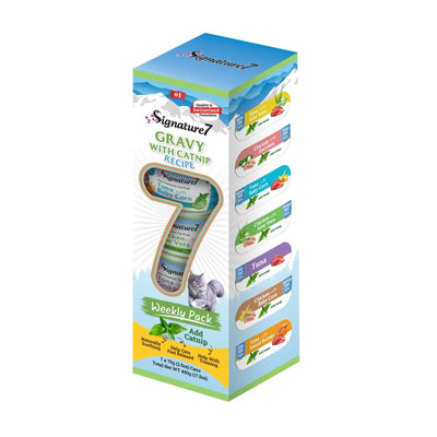 Signature7 Cat Variety Pack, Hrana Umeda pentru Pisici Adult, Retete de Ton si Pui in Sos cu Catnip 7x70g