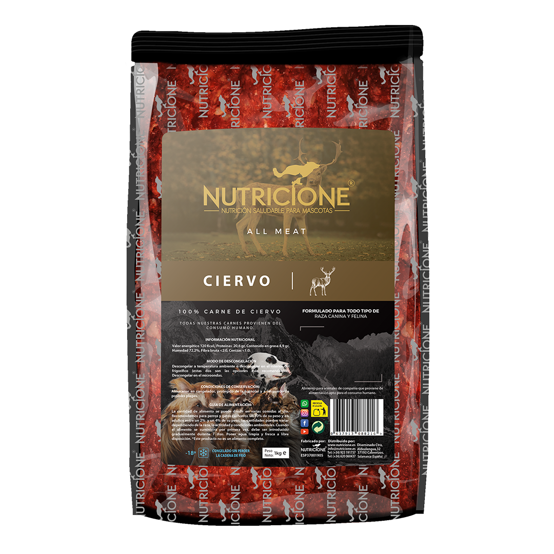 BARF 100% carne de cerb pentru câini și pisici – Nutricione, 1 kg