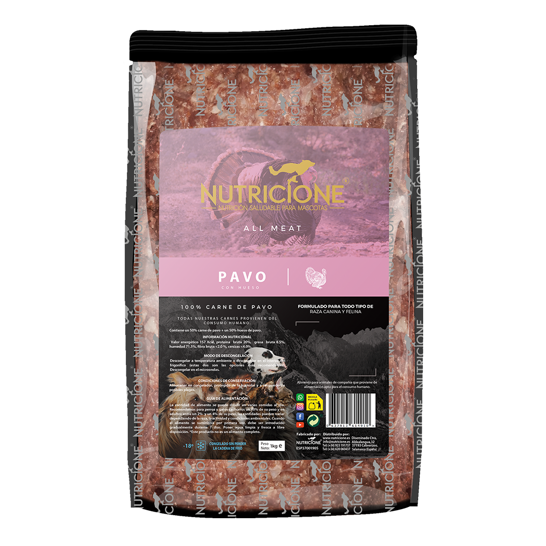 BARF 100% carne de curcan pentru câini și pisici – Nutricione, 1 kg