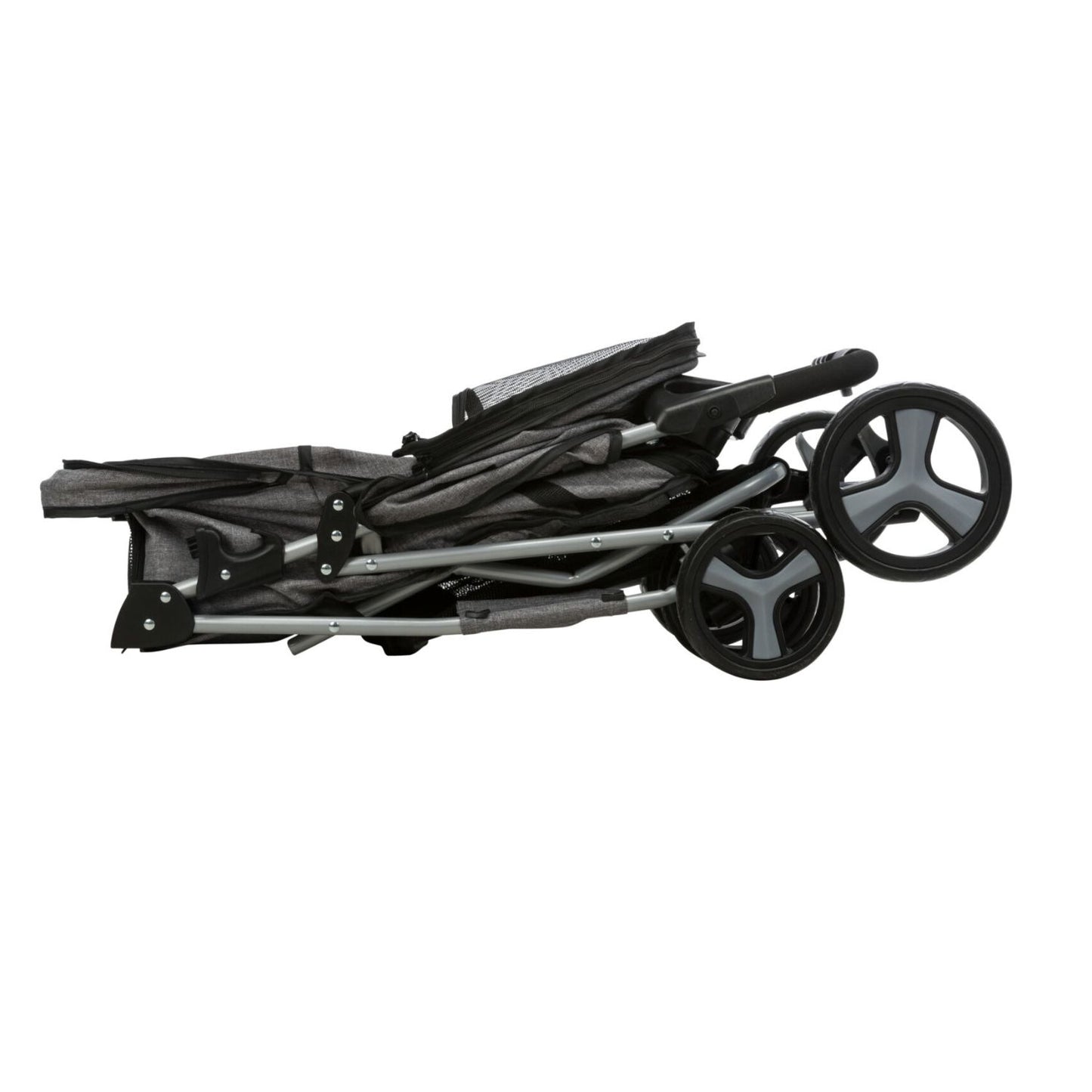 Trixie Carucior Transport Buggy 4 Roti pentru Pisici si Caini pana la 15kg, 47x100x80cm, Taupe, Pliabil cu O Singura Mana