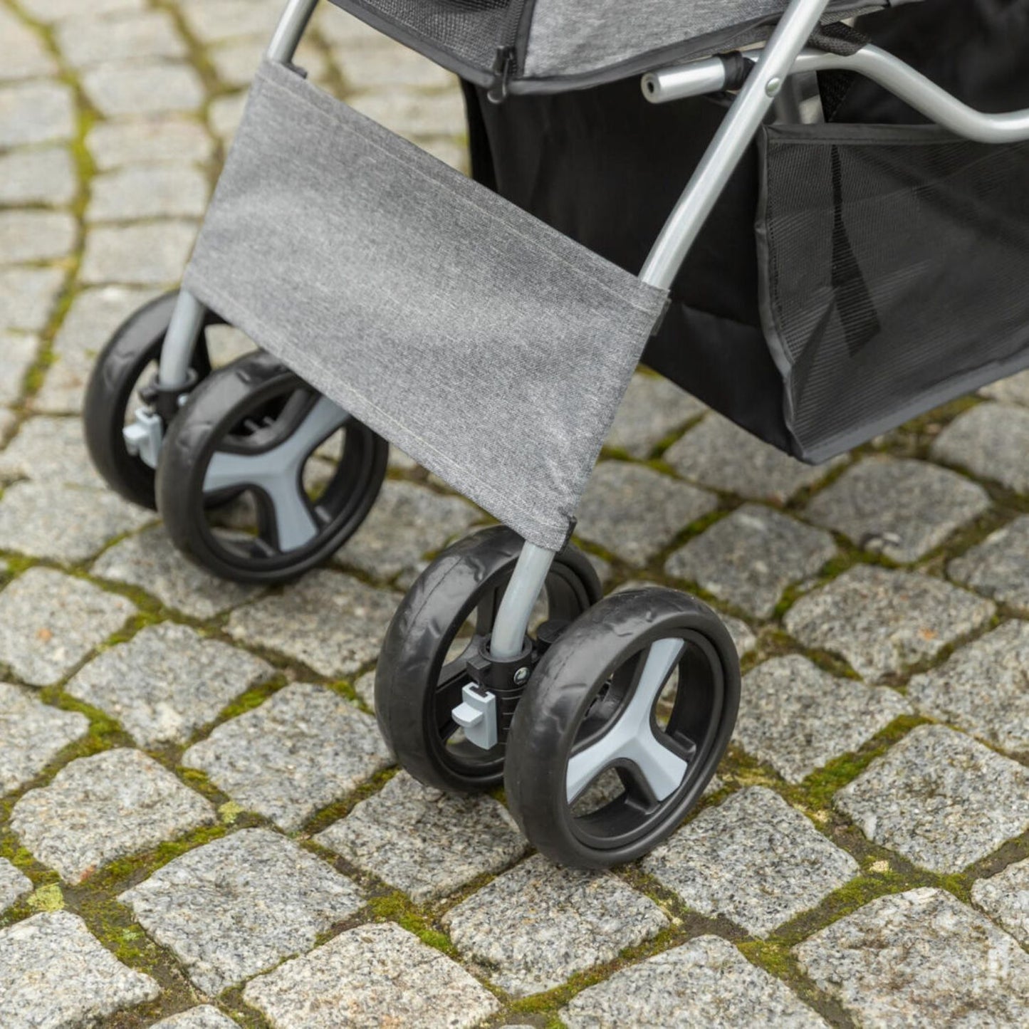 Trixie Carucior Transport Buggy 4 Roti pentru Pisici si Caini pana la 15kg, 47x100x80cm, Taupe, Pliabil cu O Singura Mana