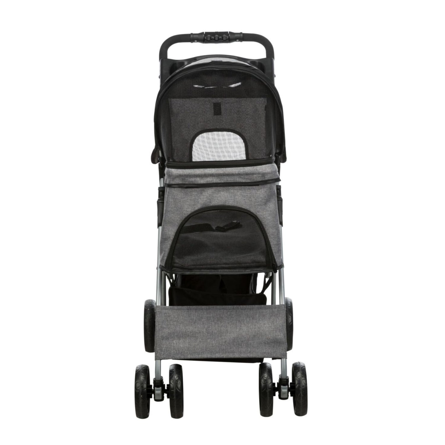 Trixie Carucior Transport Buggy 4 Roti pentru Pisici si Caini pana la 15kg, 47x100x80cm, Taupe, Pliabil cu O Singura Mana