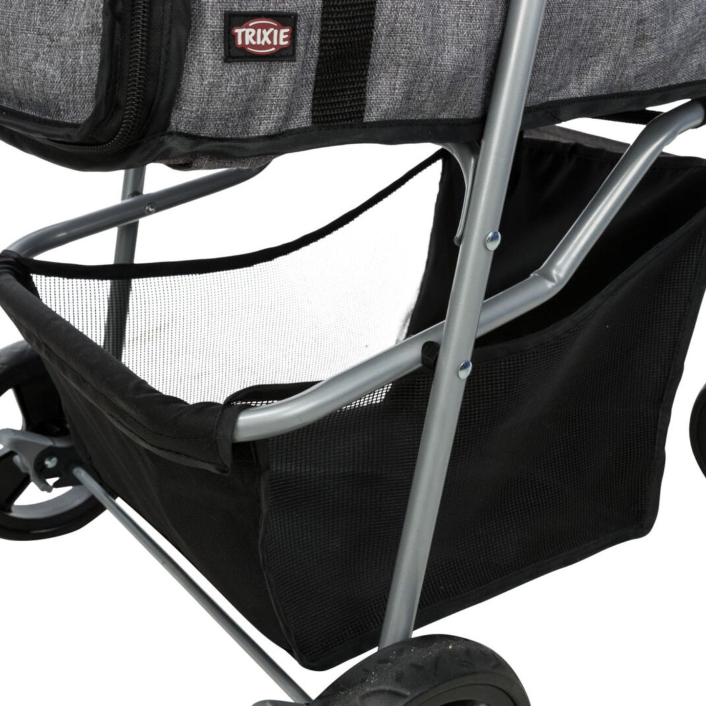 Trixie Carucior Transport Buggy 4 Roti pentru Pisici si Caini pana la 15kg, 47x100x80cm, Taupe, Pliabil cu O Singura Mana