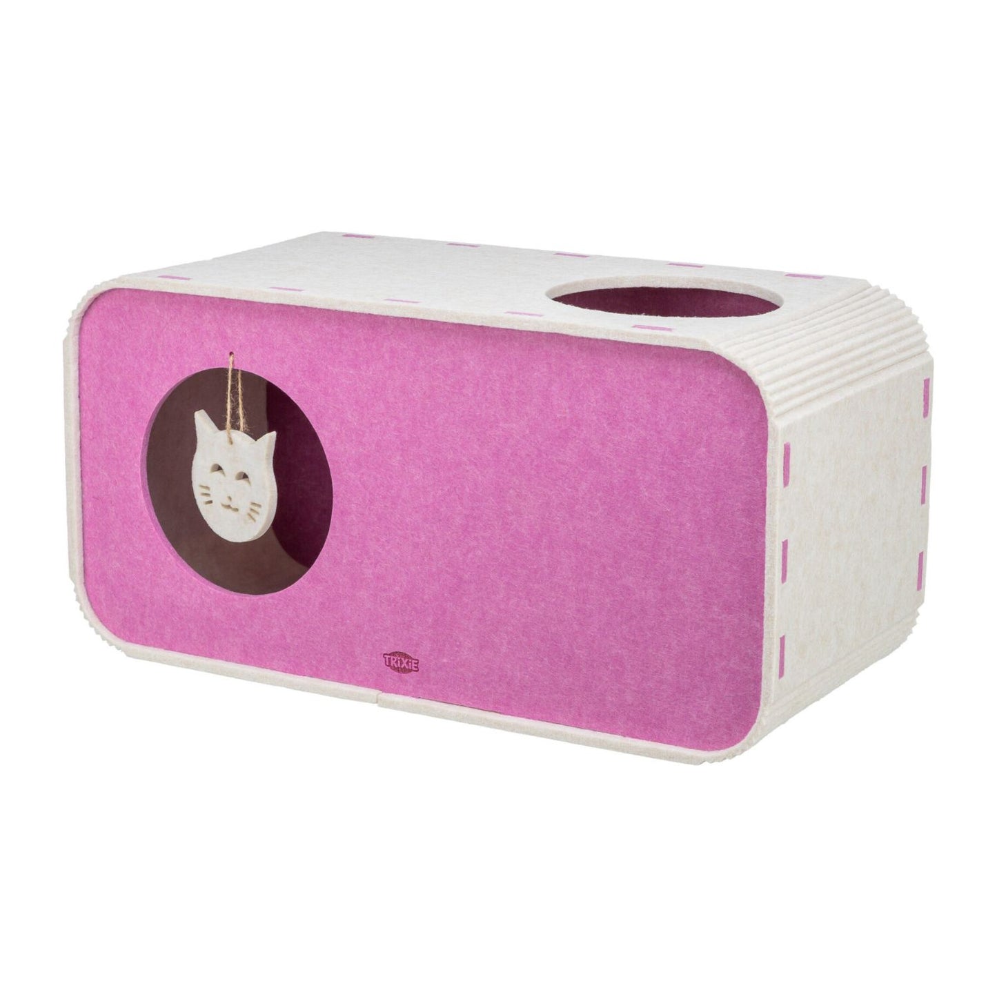 Trixie Casa Pestera Merle Soft Edition, Culcus pentru Pisici din Pasla cu 2 Intrari si Jucarie, 58x29x27cm