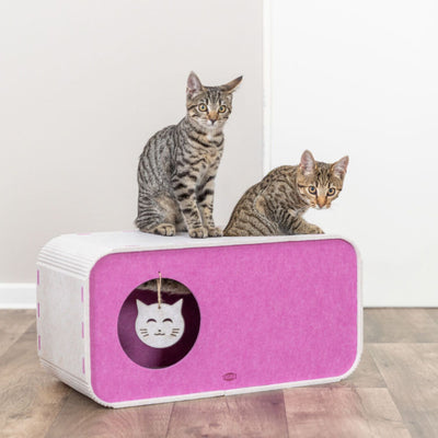 Trixie Casa Pestera Merle Soft Edition, Culcus pentru Pisici din Pasla cu 2 Intrari si Jucarie, 58x29x27cm