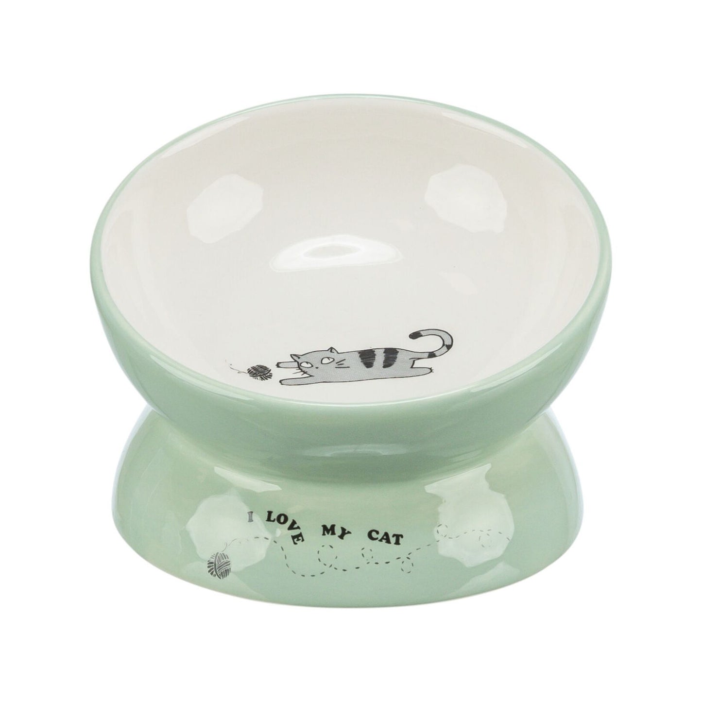 Trixie Castron Ceramic Ridicat pentru Pisici, Forma Ergonomica, 0,15L / ø13cm, Verde Salvie/Alb