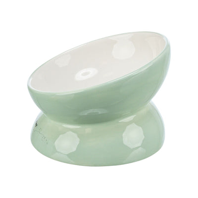 Trixie Castron Ceramic Ridicat pentru Pisici, Forma Ergonomica, 0,15L / ø13cm, Verde Salvie/Alb