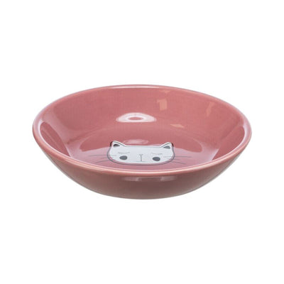 Trixie Castron Ceramic pentru Pisici, Forma Joasa, Ilustratii Interioare, 0,2L / ø14cm, Diverse Culori