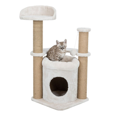 Trixie Cat Tree Nayra Ansamblu pentru Pisici, Pestera, Pat si Stalpi Sisal, Baza 40x40cm, Inaltime 83cm, Bej