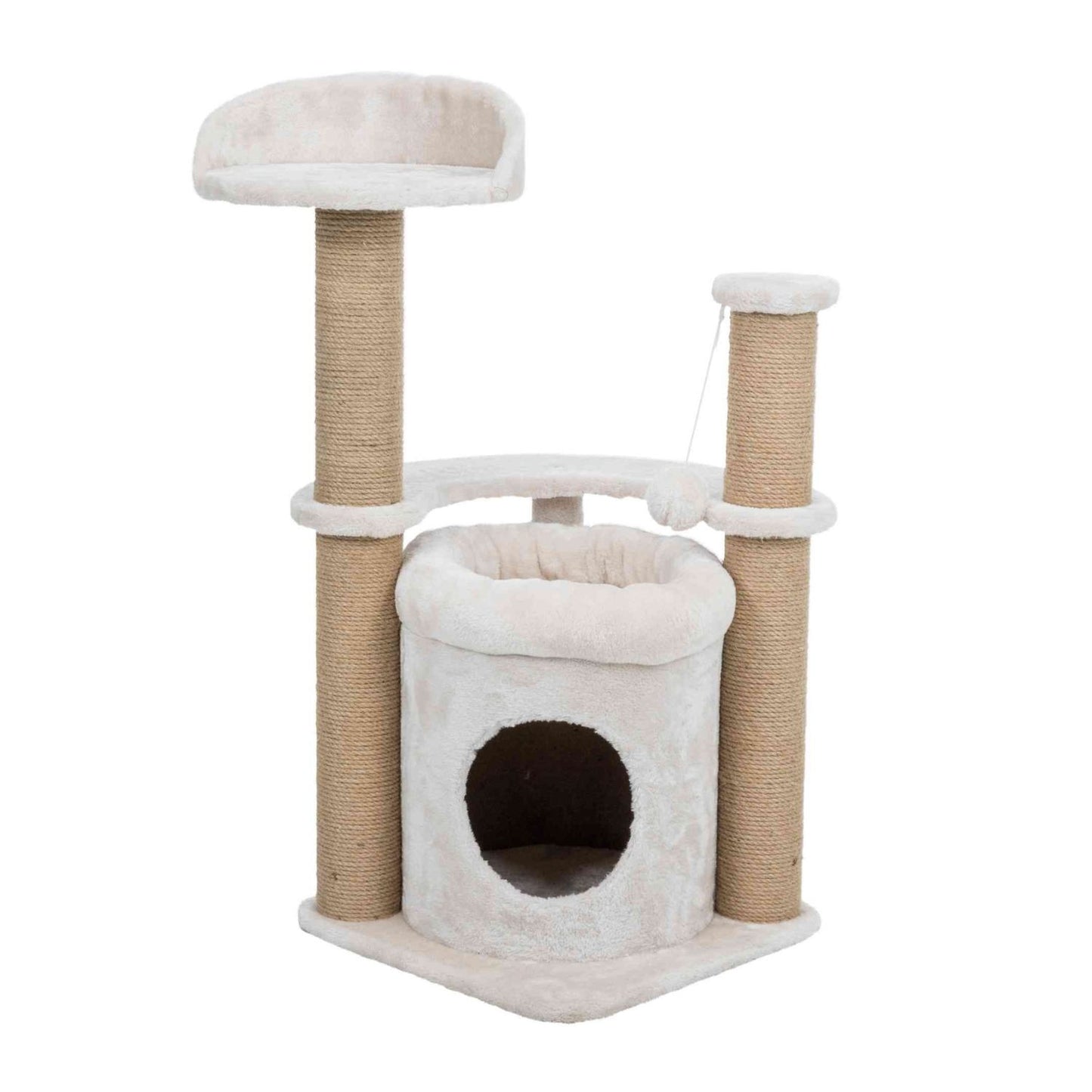 Trixie Cat Tree Nayra Ansamblu pentru Pisici, Pestera, Pat si Stalpi Sisal, Baza 40x40cm, Inaltime 83cm, Bej