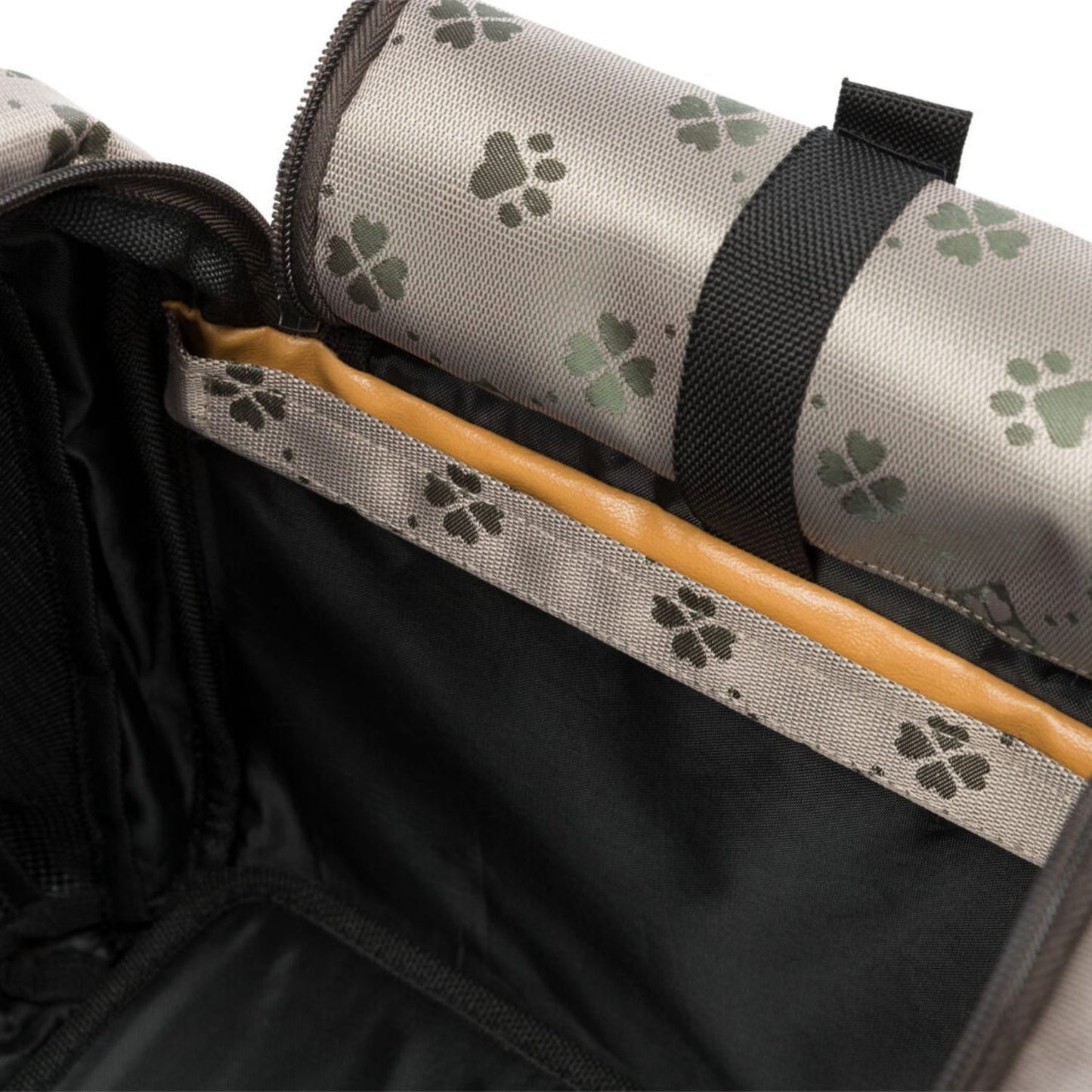 Trixie Geanta Transport Extensibila Maxima, Pisici si Caini pana la 8kg, Bej cu Model Labute, 33x32x54cm