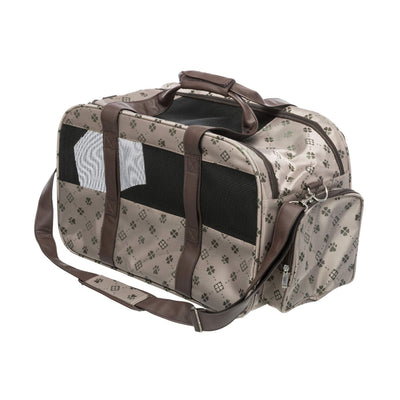 Trixie Geanta Transport Extensibila Maxima, Pisici si Caini pana la 8kg, Bej cu Model Labute, 33x32x54cm