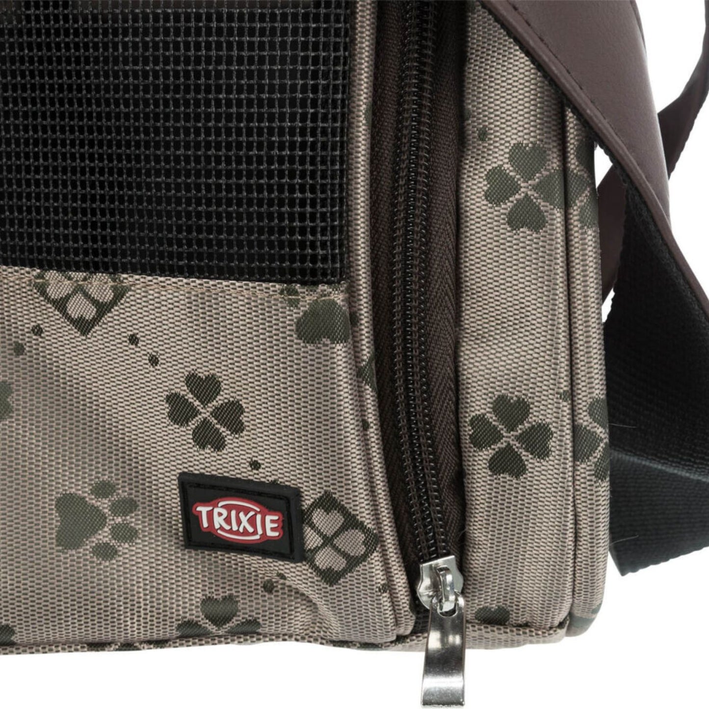 Trixie Geanta Transport Extensibila Maxima, Pisici si Caini pana la 8kg, Bej cu Model Labute, 33x32x54cm