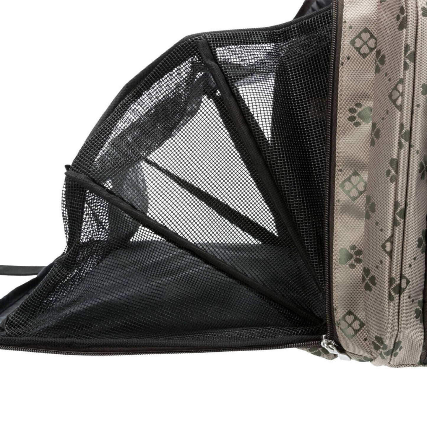 Trixie Geanta Transport Extensibila Maxima, Pisici si Caini pana la 8kg, Bej cu Model Labute, 33x32x54cm