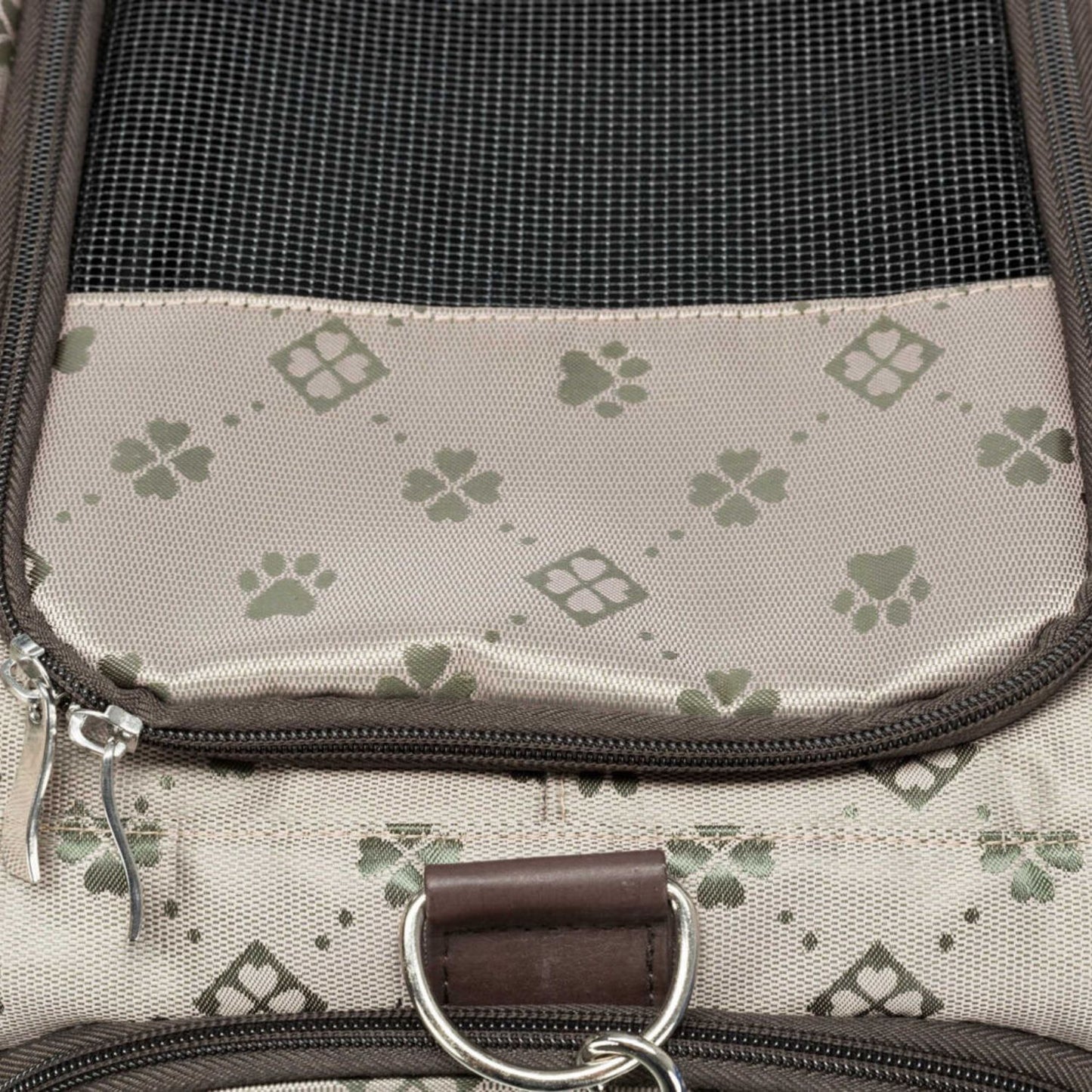 Trixie Geanta Transport Extensibila Maxima, Pisici si Caini pana la 8kg, Bej cu Model Labute, 33x32x54cm