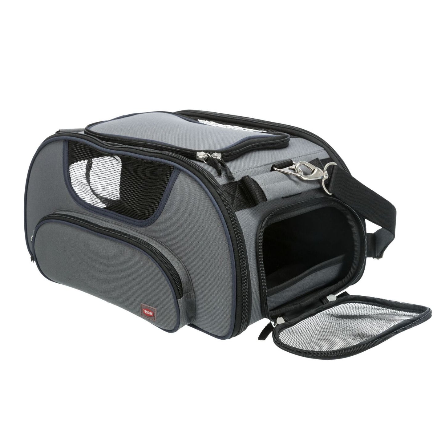 Trixie Geanta Transport Wings pentru Pisici si Caini pana la 20kg, Calatorii cu Avionul, 28x23x46cm, Gri