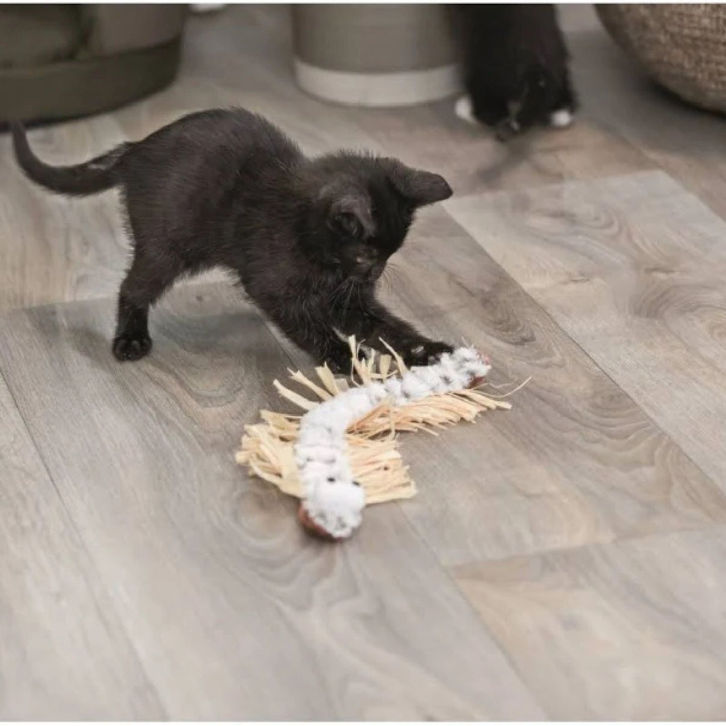 Trixie Jucarie Miriapod pentru Pisici, Plus si Rafie, Foșnitoare, 33cm, Crem