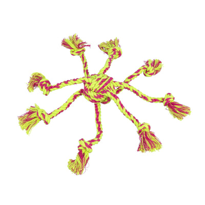 Trixie Jucarie Pentru Caini, Sfoara Cu Minge Tesuta, Lime si Roz, 7 cm