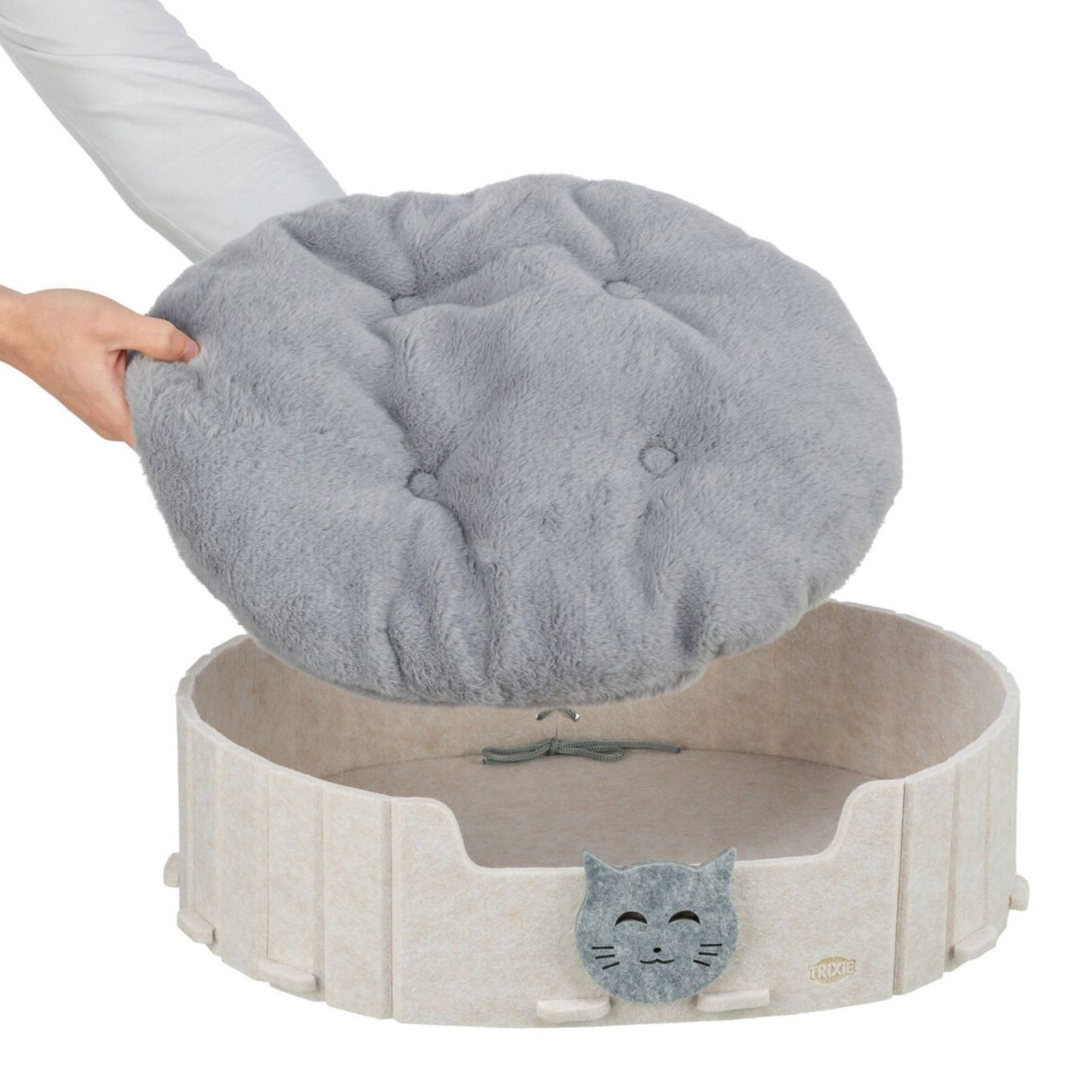 Trixie Pat Oval Emelie Soft Edition, Culcus pentru Pisici din Pasla cu Perna Matlasata, 50x42cm