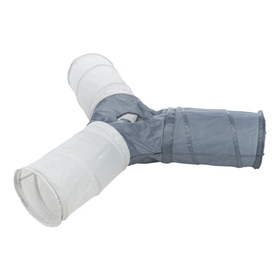 Trixie Tunel De Joaca Pentru Pisici, Cu 4 Intrari, Nailon, 3/22x50 cm, Gri Inchis/ Gri Deschis