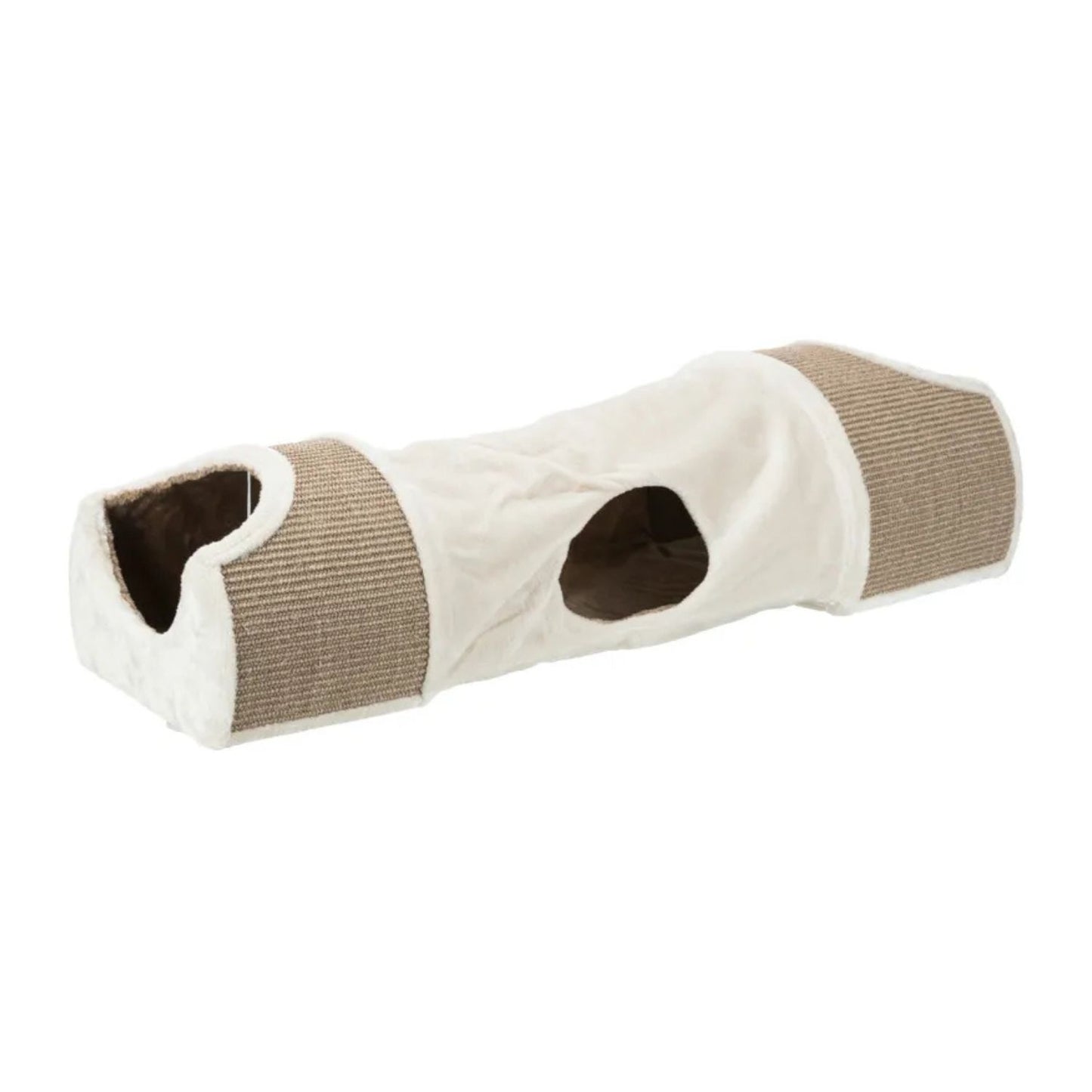 Trixie Tunel de Zgariat pentru Pisici cu 2 Vizuini din Plus si Sisal, Joaca, Odihna si Zgariat 3 în 1, 110x30x38 cm