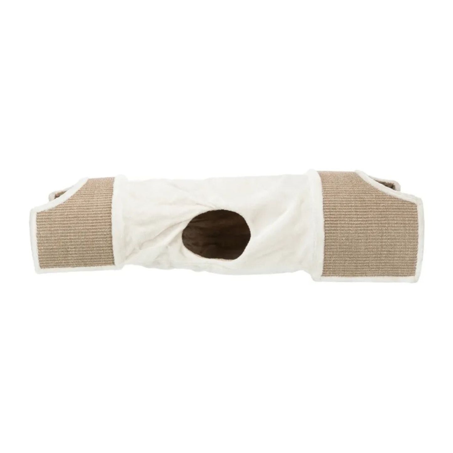 Trixie Tunel de Zgariat pentru Pisici cu 2 Vizuini din Plus si Sisal, Joaca, Odihna si Zgariat 3 în 1, 110x30x38 cm