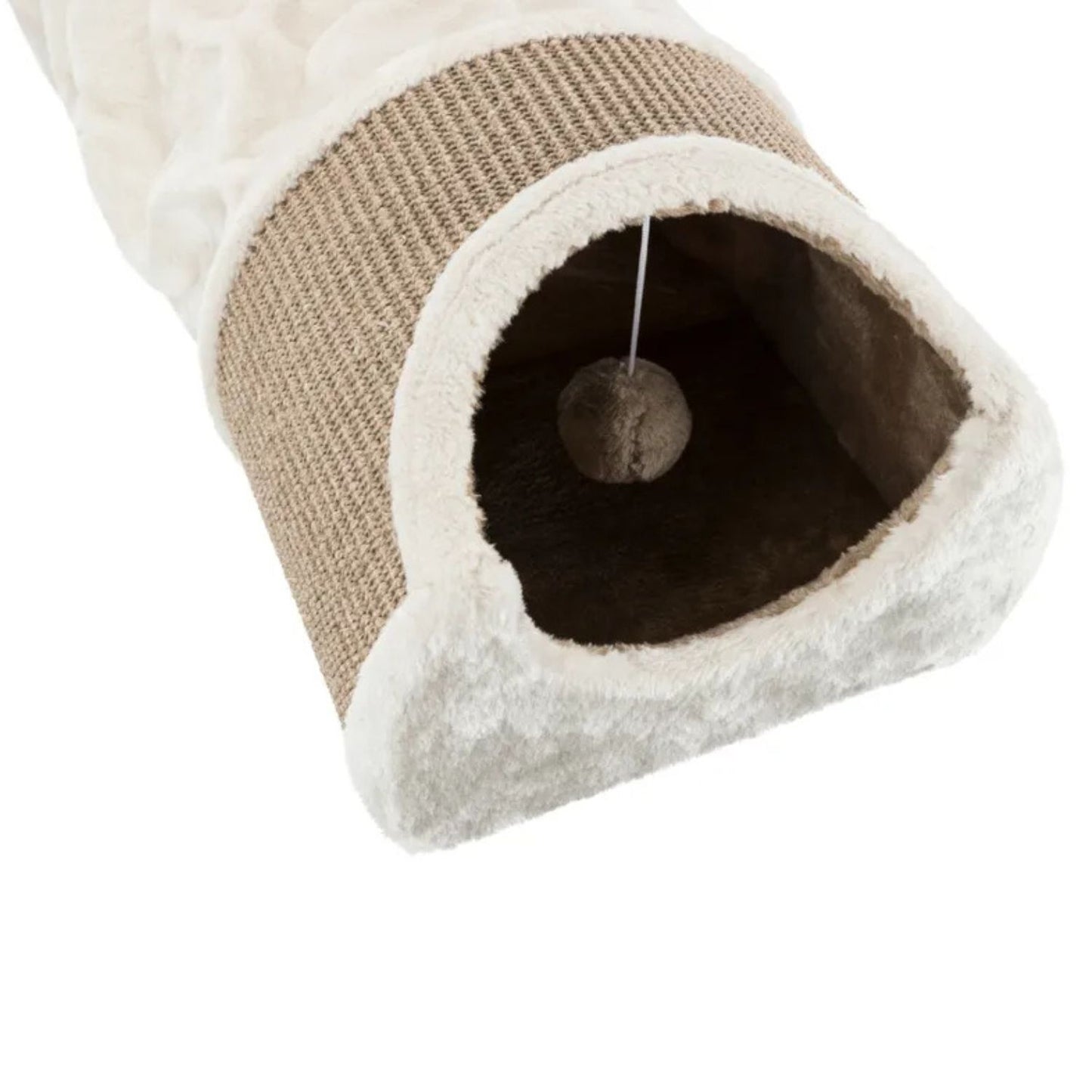 Trixie Tunel de Zgariat pentru Pisici cu 2 Vizuini din Plus si Sisal, Joaca, Odihna si Zgariat 3 în 1, 110x30x38 cm