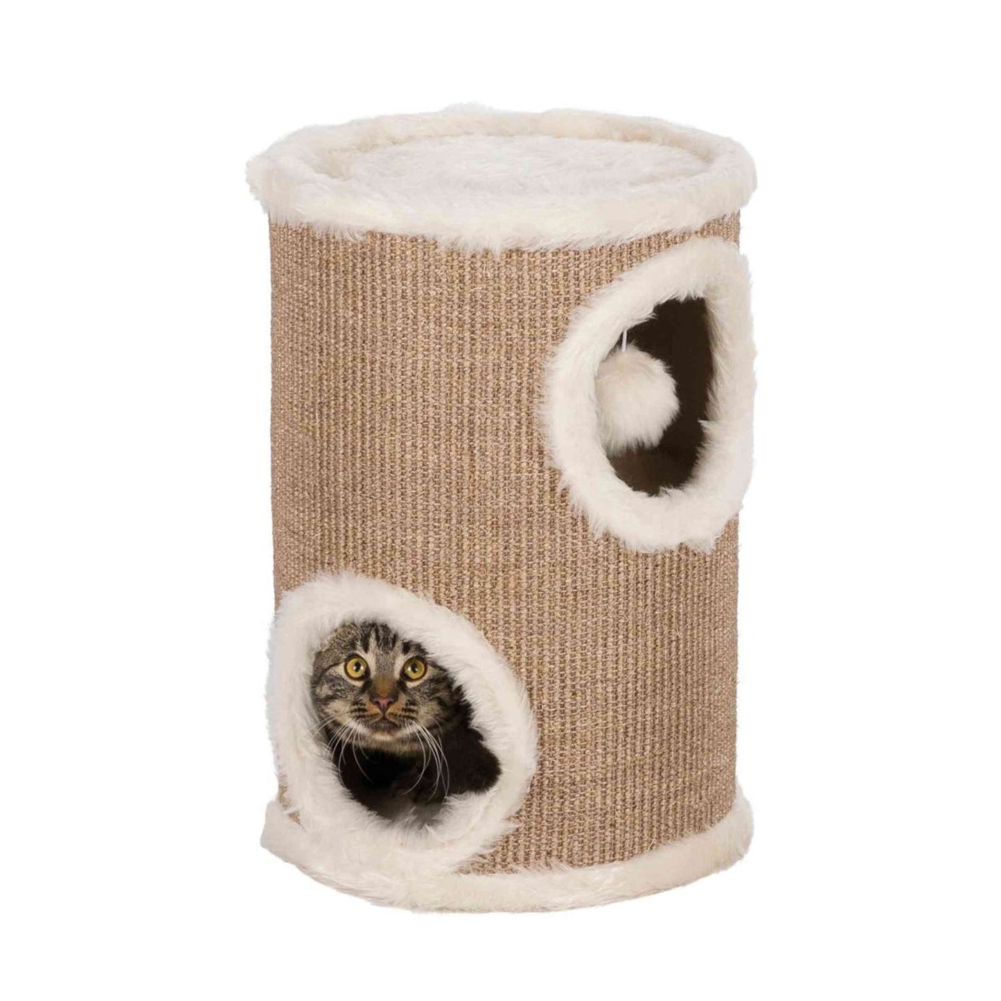 Trixie Turn Edoardo, Ansamblu Zgariat pentru Pisici cu 2 Etaje si Pestera, Sisal si Plus, Inaltime 50cm, Taupe/Crem