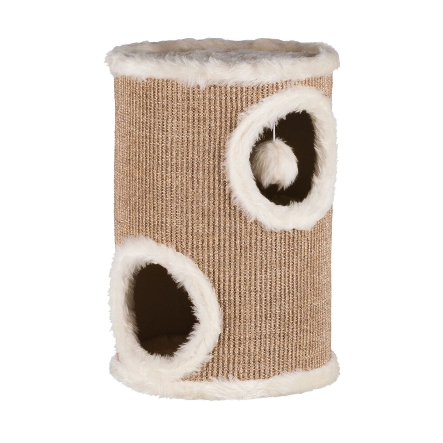 Trixie Turn Edoardo, Ansamblu Zgariat pentru Pisici cu 2 Etaje si Pestera, Sisal si Plus, Inaltime 50cm, Taupe/Crem
