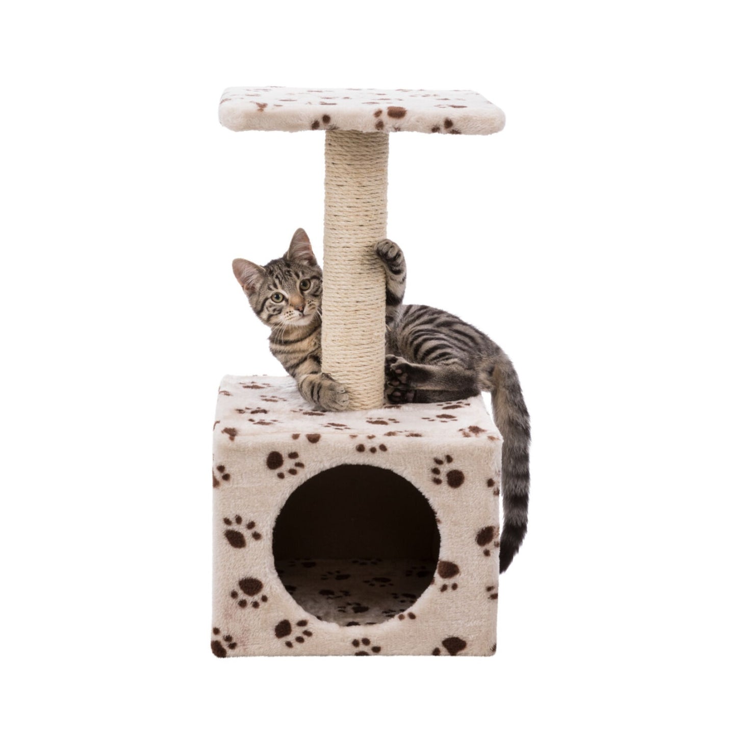 Trixie Zamora Ansamblu De Joaca pentru Pisici Junior, 31x31 cm/ h: 60 cm, Bej Cu Imprimeu Labute