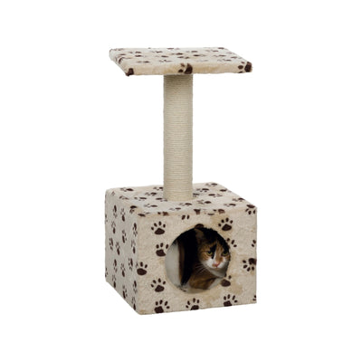 Trixie Zamora Ansamblu De Joaca pentru Pisici Junior, 31x31 cm/ h: 60 cm, Bej Cu Imprimeu Labute