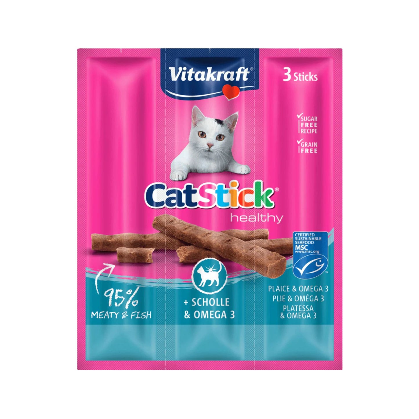 Vitakraft Cat Stick Healthy, Recompense pentru Pisici cu Cambula si Omega-3, 18g