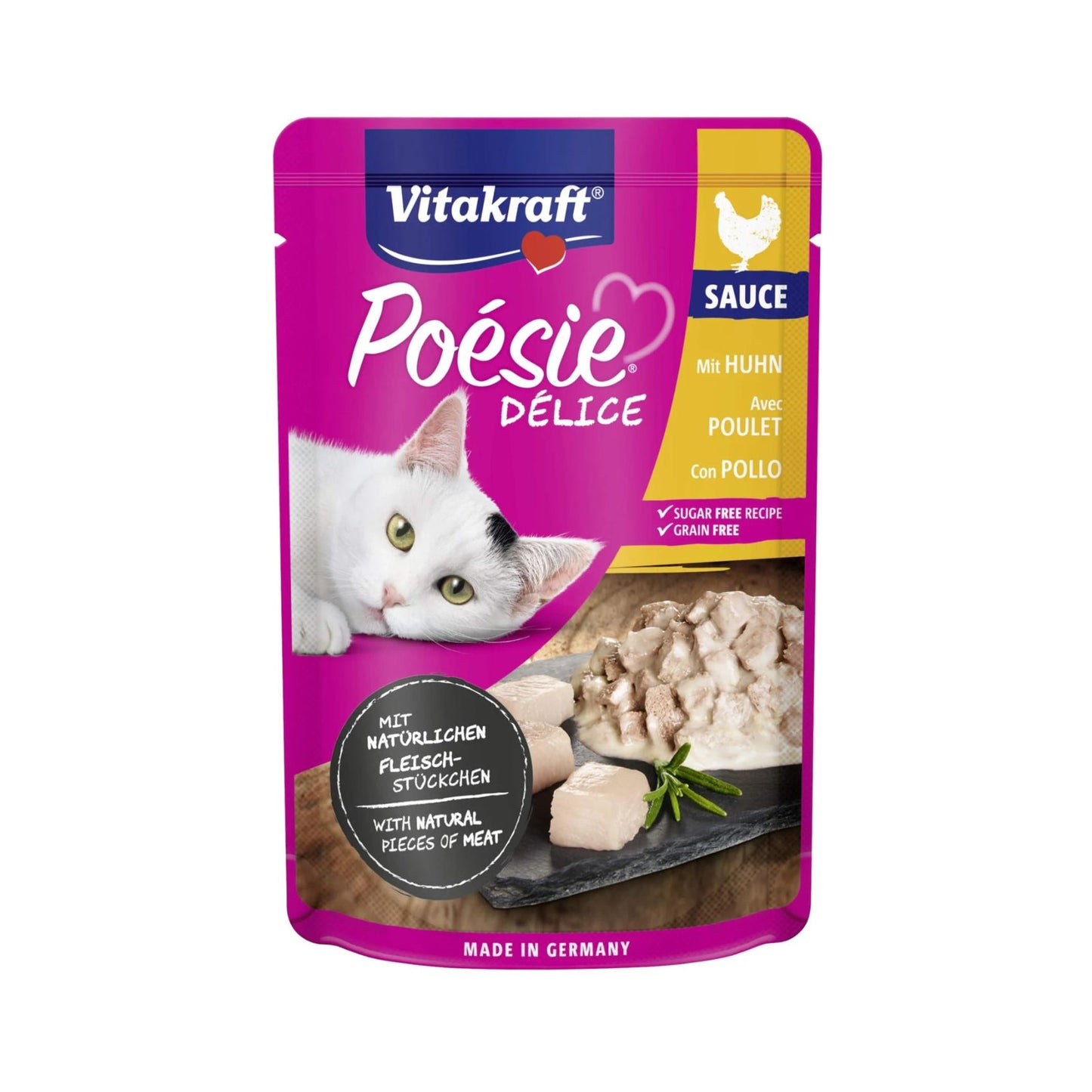 Vitakraft Poesie Delice Sauce, Hrana Umeda pentru Pisici cu File de Pui in Sos, Plic 85g