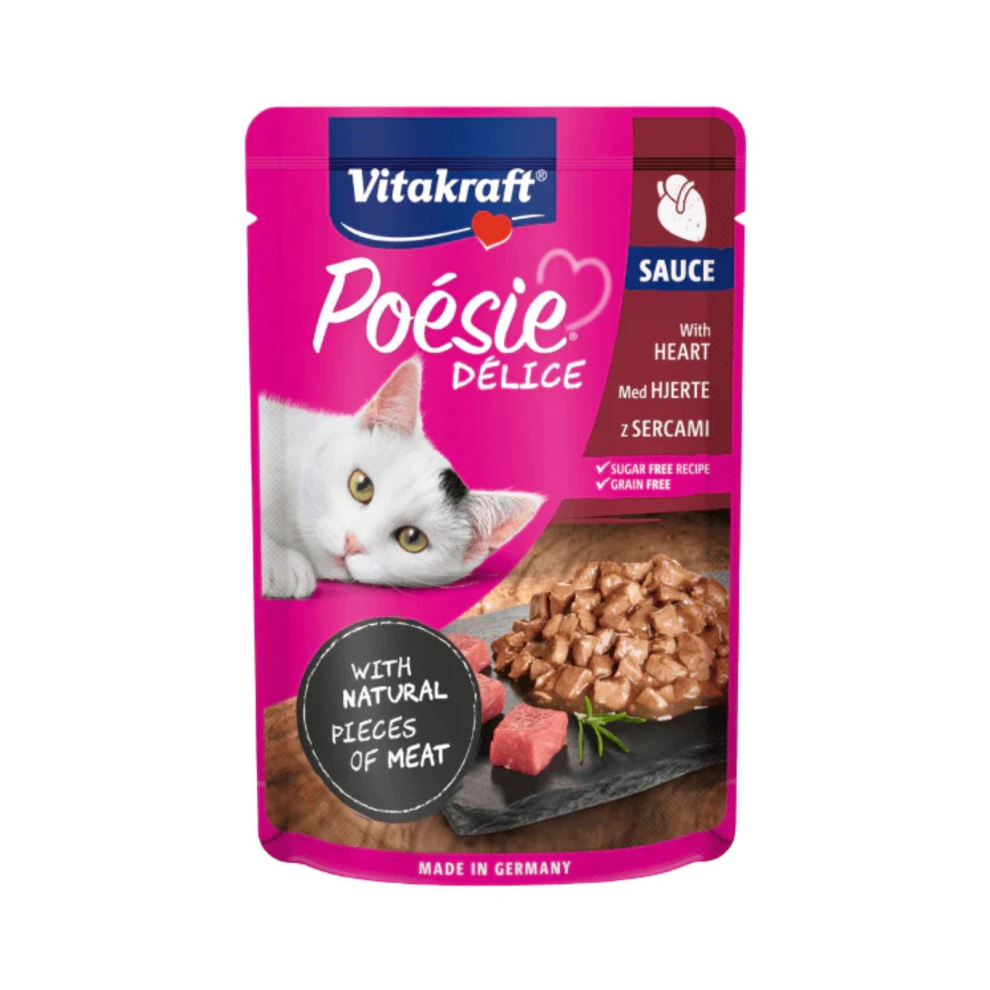Vitakraft Poesie Delice Sauce, Hrana Umeda pentru Pisici cu Inima in Sos, Plic 85g