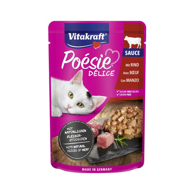Vitakraft Poesie Delice Sauce, Hrana Umeda pentru Pisici cu Vita in Sos, Plic 85g