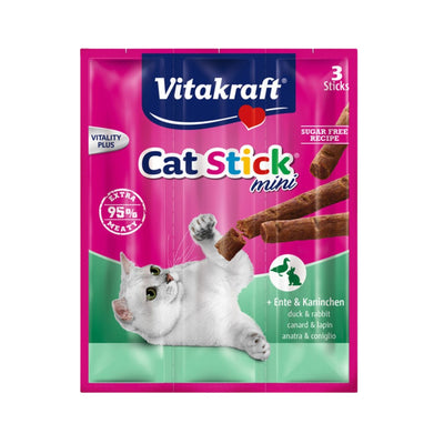 Vitakraft Cat Stick Mini, Recompense pentru Pisici cu Rata si Iepure, 18g