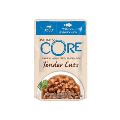 Wellness CORE Tender Cuts, Hrana Umeda pentru Pisici, cu Ton in Sos, Fara Cereale, Plic, 85g