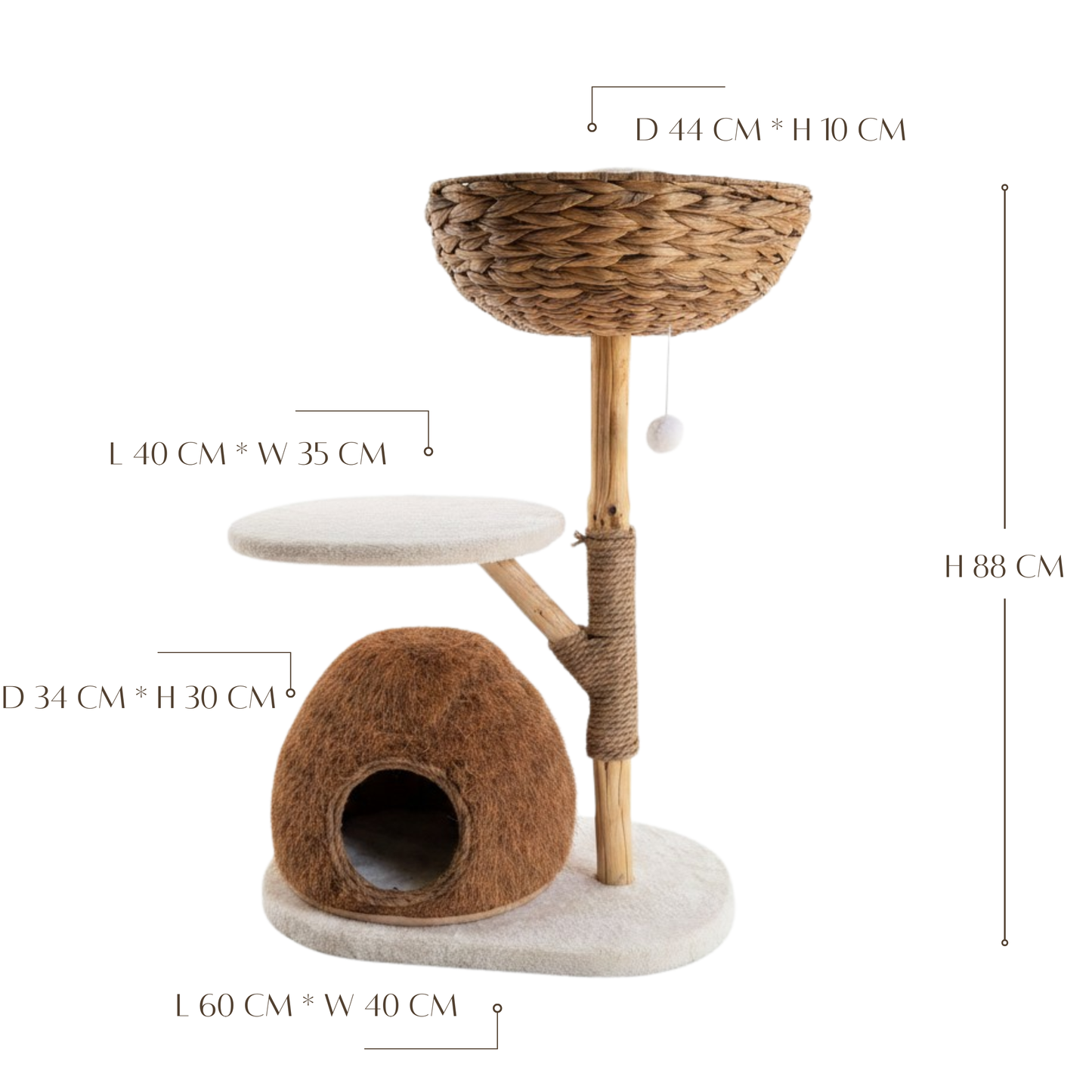 Meraki Home, Ansamblu pentru Pisici, Inspirat din Natura, NATURAL COCONUT NEST
