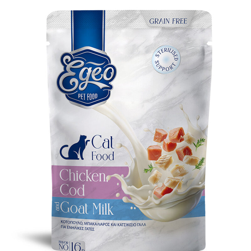 EGEO Cat Adult cu Pui, Cod & Lapte de Capra 85g