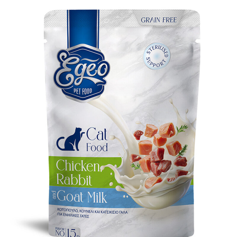 EGEO Cat Adult cu Pui, Iepure & Lapte de Capra 85g