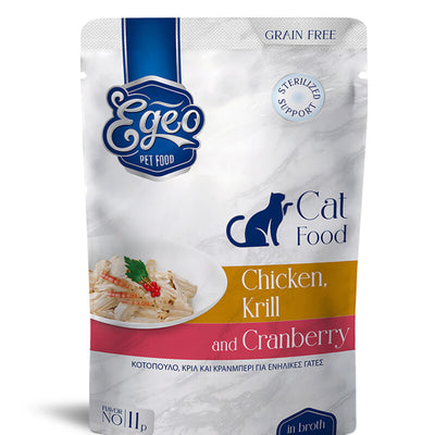 EGEO Cat Adult cu Pui, Merisor & Krill in Sos 85g
