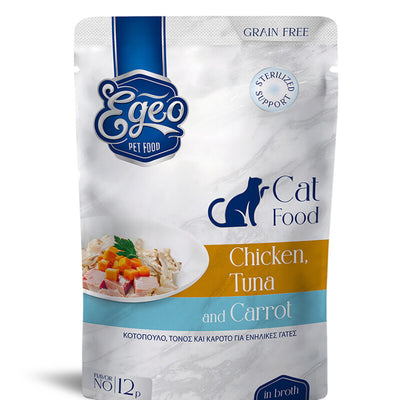 EGEO Cat Adult cu Pui, Ton & Morcov in Sos 85g