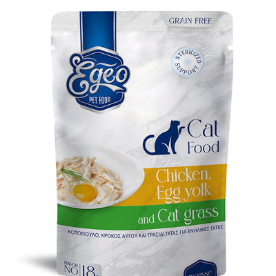 EGEO Cat Sterilised cu Pui, Galbenus & Catnip Mousse 85g