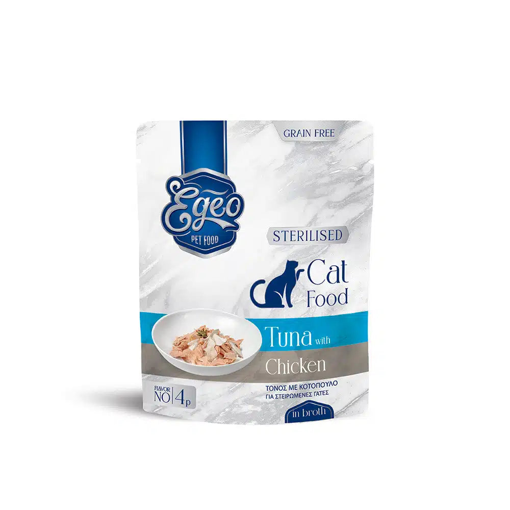EGEO Cat Sterilizat Ton cu Pui in Supa 85g