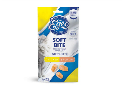 EGEO Soft Bites Sterilised Pui & Somon pentru pisici sterilizate 30gr