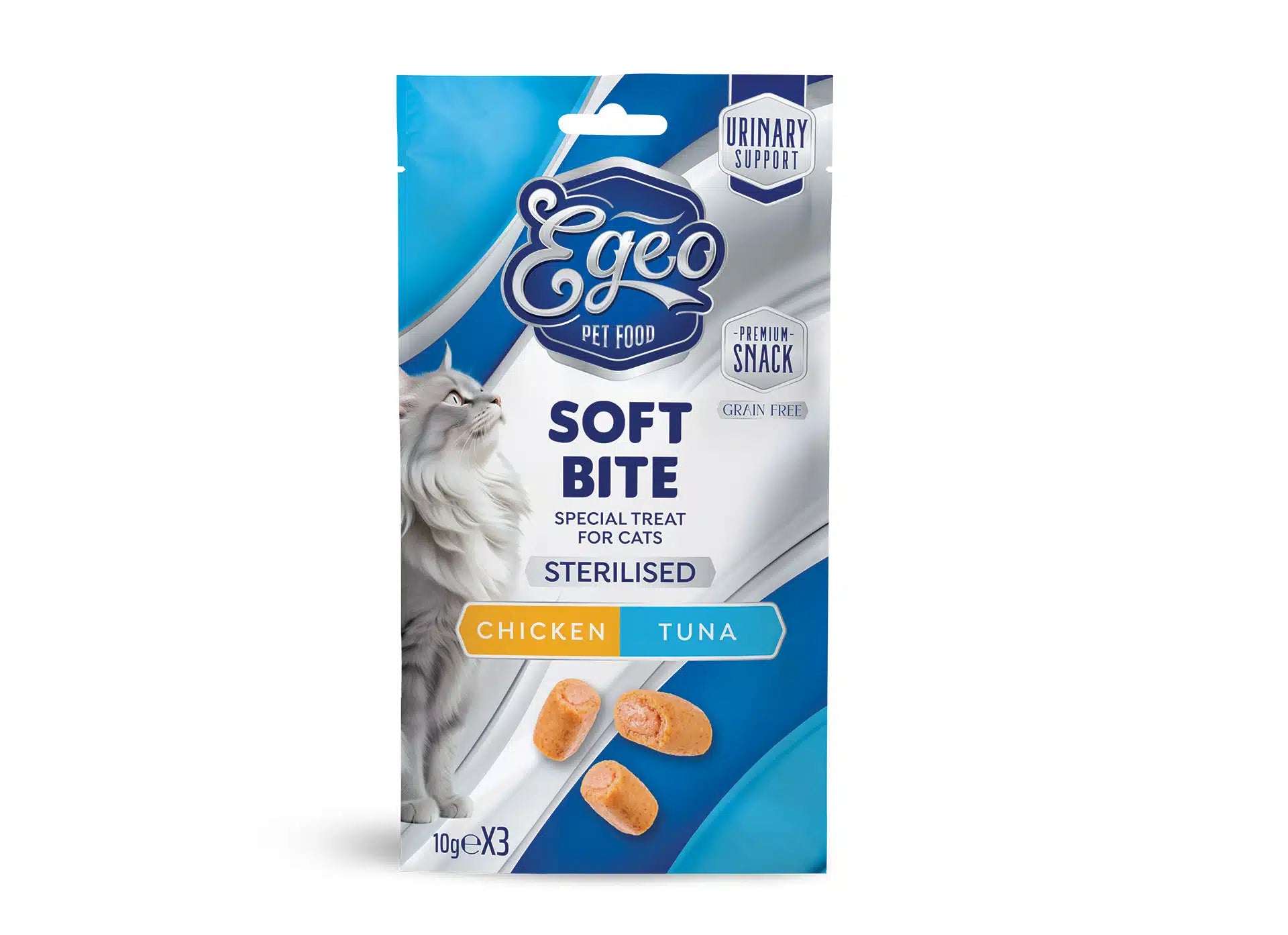 EGEO Soft Bites Sterilised Pui & Ton pentru pisici sterilizate 30gr