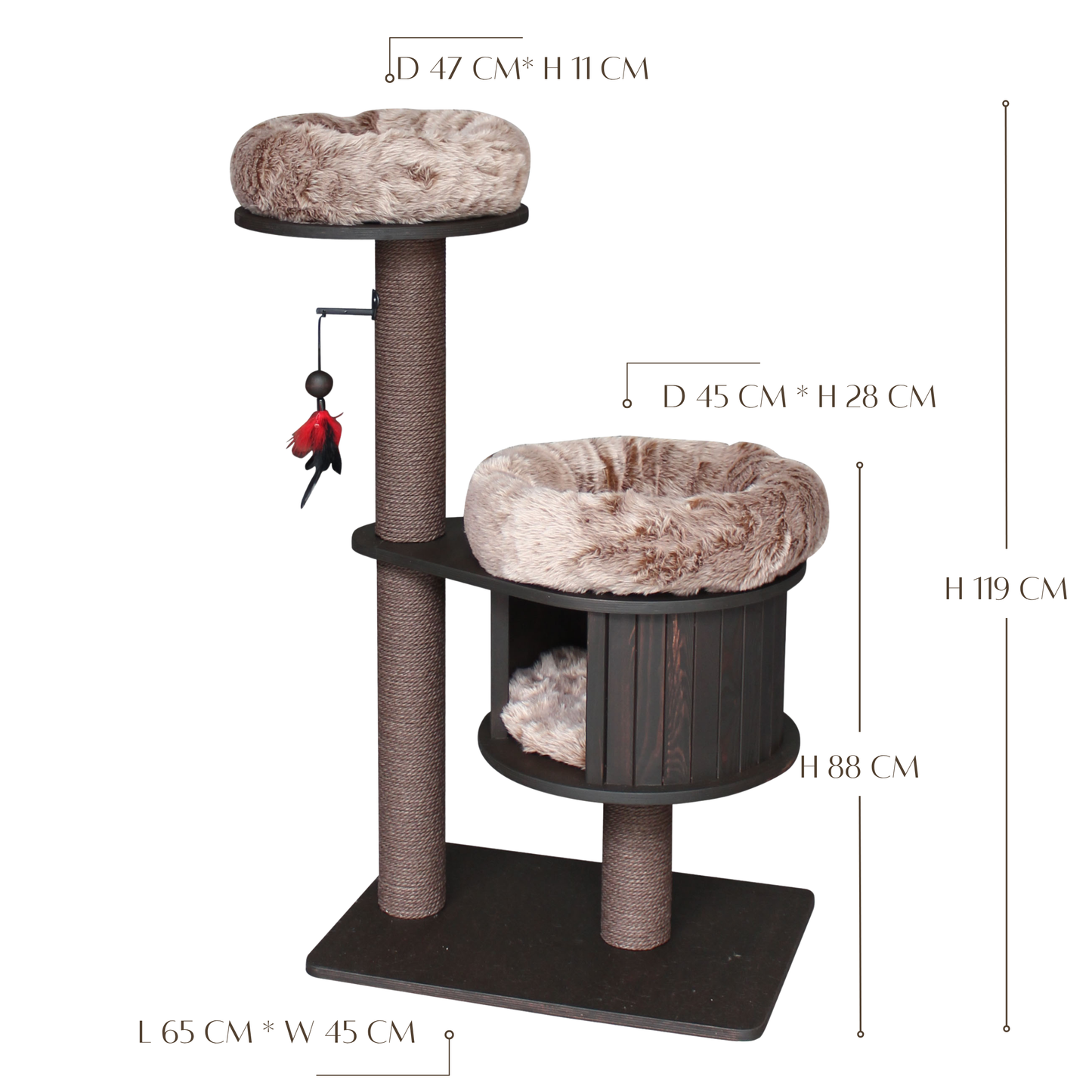 Meraki Home, Ansamblu pentru Pisici, Realizat din Lemn, ESPRESSO CLOUD SMALL