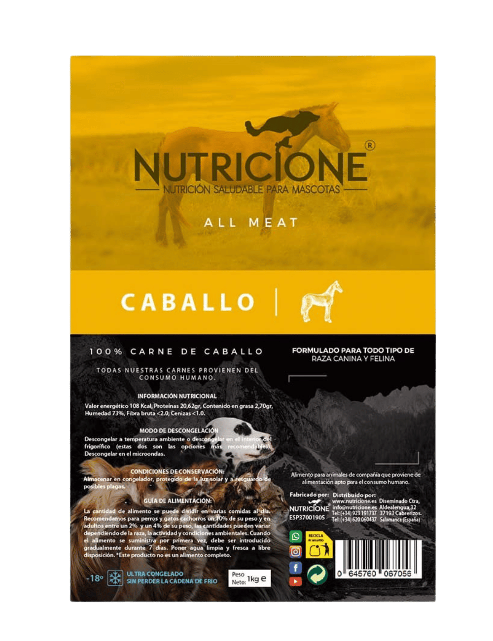 BARF 100% carne de cal – etichetă produs 1 kg